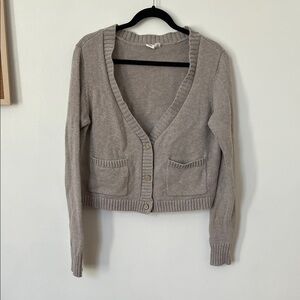 tentree Taupe Button-Front V-Neck Cardigan